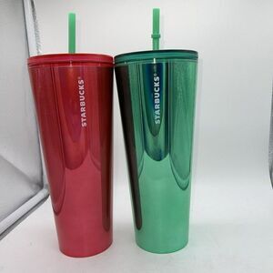 Starbucks Summer 2022 Lime Green Red 24oz Venti Tumbler Cold Cup NEW